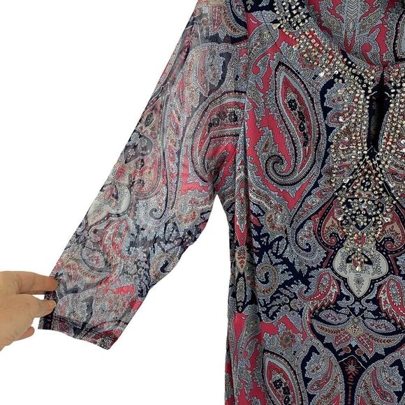 INC International Concepts Embellished Tunic Blouse Size XL - Picture 6 of 8